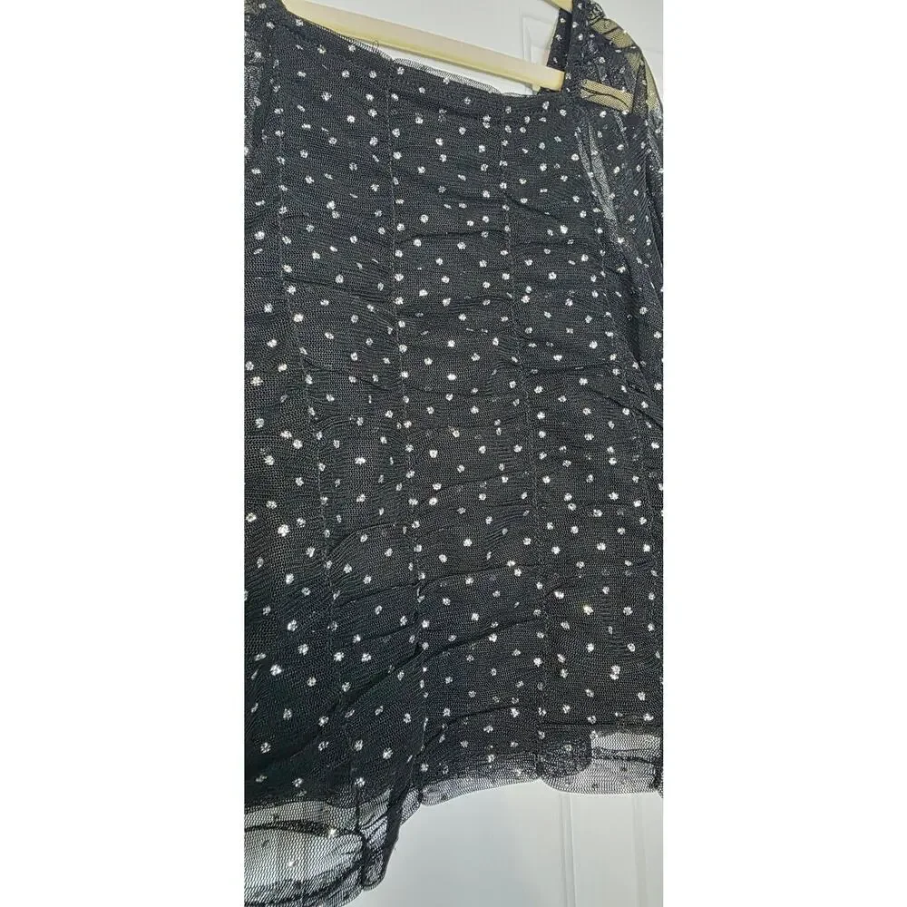 Zara Girls Top Sheer Long Sleeves Ruched Black Size‎ 8